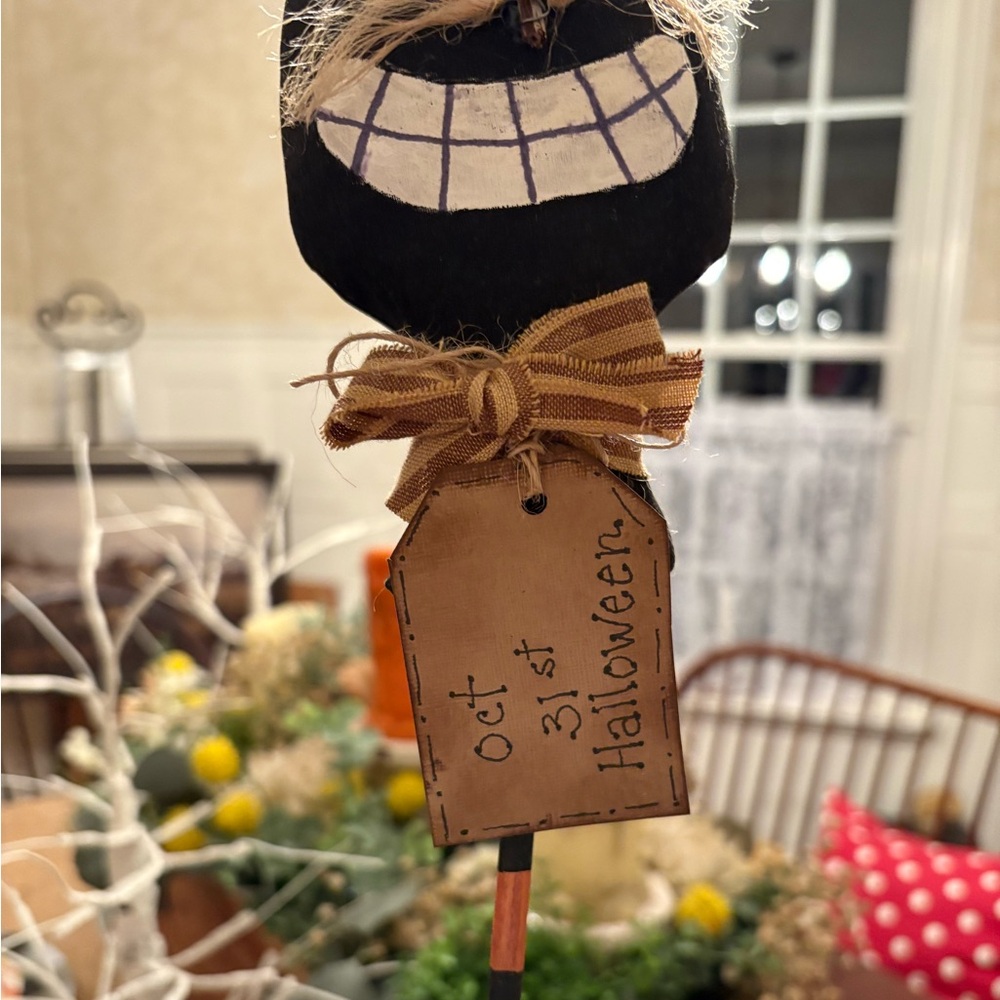 HANDMADE Primitive Black Cat Halloween Decoration folk art - Picture 3 of 4